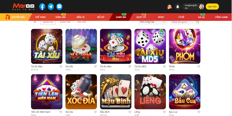 Game bài May88 là nơi lý tưởng dành cho tín đồ đỏ đen